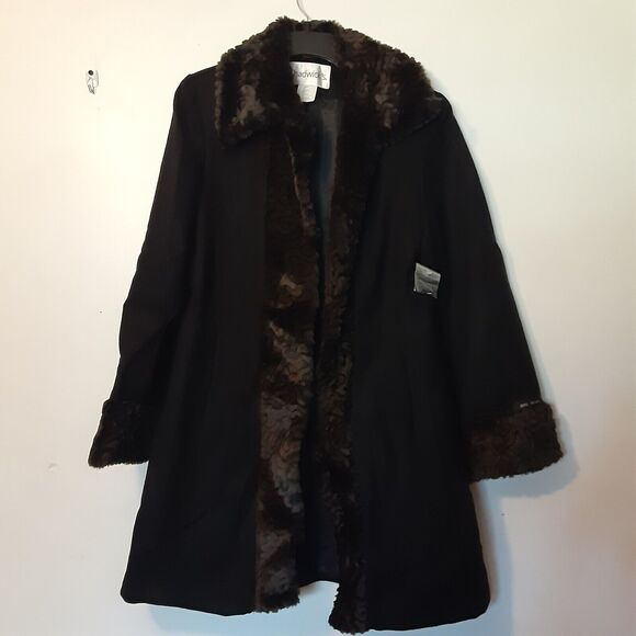 Chadwicks Wool Jacket Womens 14 Black Hook And Loop Trim EUC Cold Weather - Picture 1 of 9